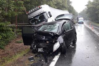 Ford zderzył się z ciężarówką. Dwie osoby ranne w wypadku koło Nowogrodu Bobrzańskiego