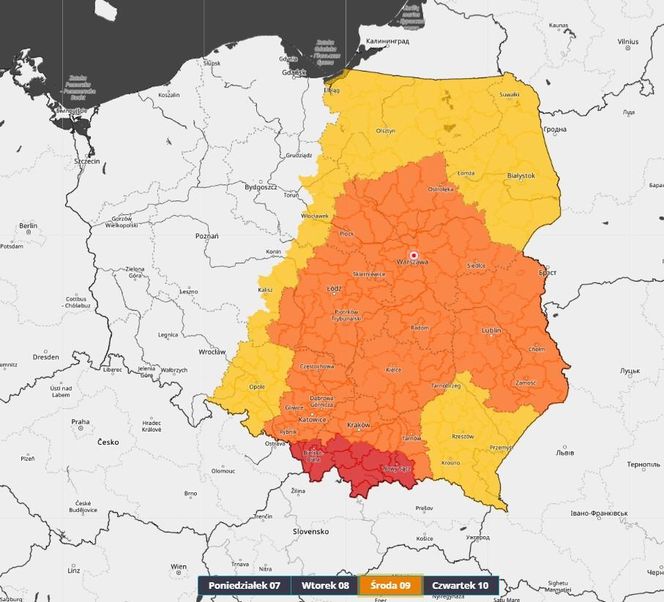 Prognoza zagrożeń na środę, 9 lipca 2025 r.