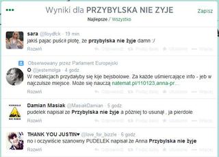 Anna Przybylska nie żyje - reakcje na Twitterze