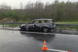 Pożar osobówki na autostradzie A4 w Brzesku