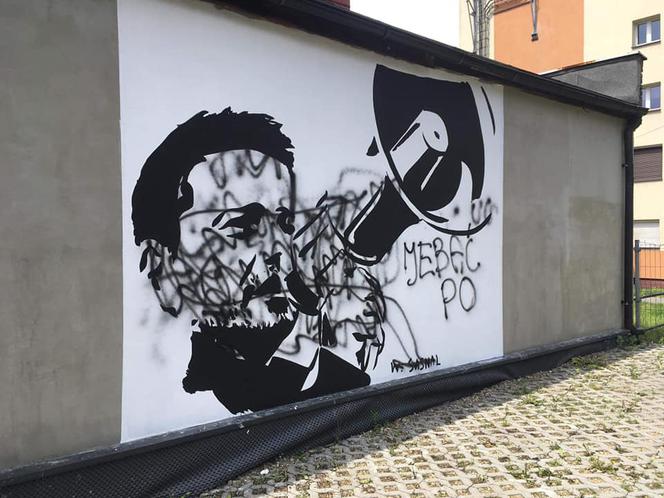 Katowice: Mural z Rafałem Trzaskowskim nie przetrwał nawet kilku godzin. Wandale już go zdewastowali [ZDJĘCIA]