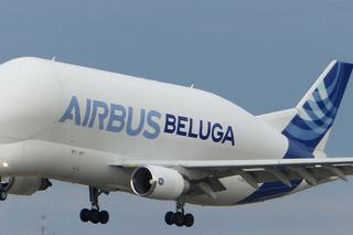 Beluga w Warszawie - najbrzydszy samolot świata lądował na Okeciu [WIDEO]