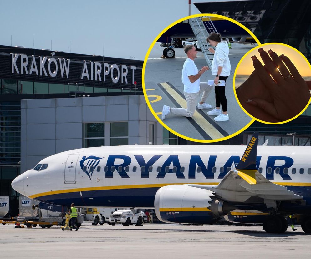 Oświadczyny na płycie lotniska w Krakowie