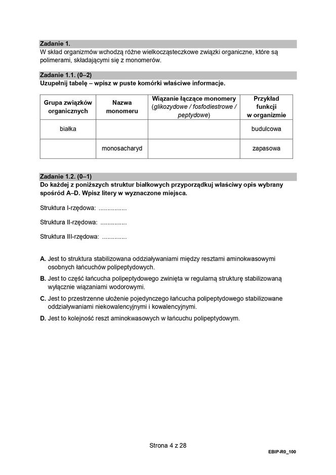 Biologia arkusze MATURA 2024 rozszerzenie FORMUŁA 2015