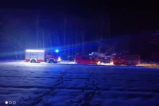 Koń wpadł do skutego lodem stawu. Konieczna była pomoc strażaków