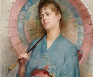 Anna Bilińska, Kobieta w kimonie z japońską parasolką (1888) 