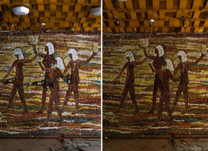 Mozaika w Kiekrzu przed i po