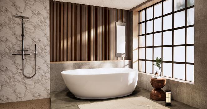 łazienka w stylu japandi