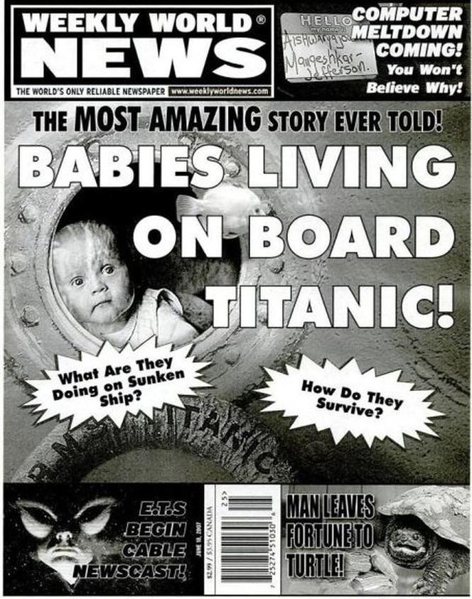 World Weekly News: żywe dziecko na Titanicu