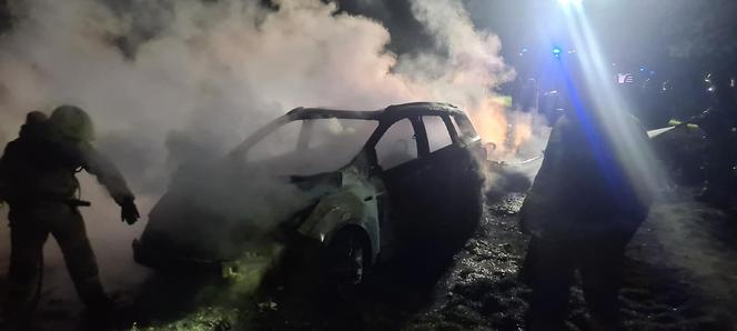 Pożar przyczepy kempingowej i samochodu w powiecie gostyńskim