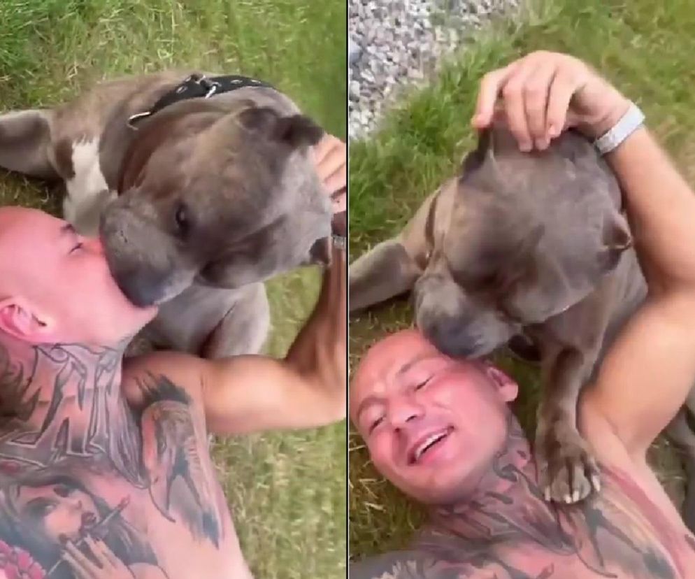 Artur Szpilka z psem Pumbą