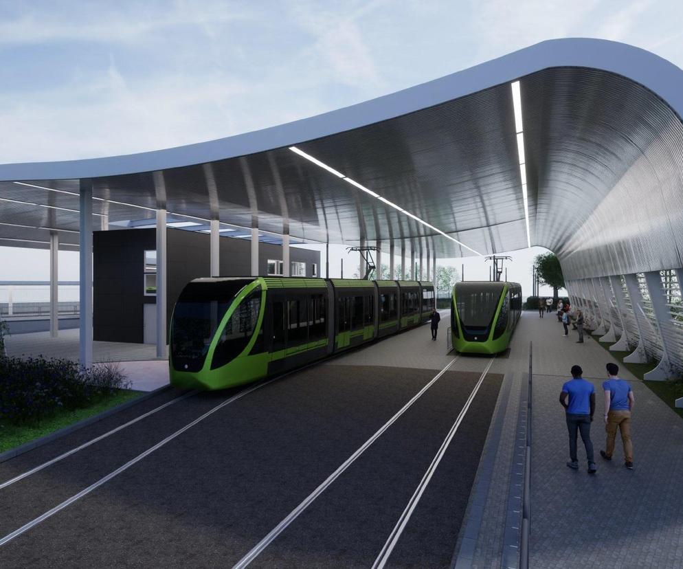 Poglądowa wizualizacja dworca tramwajowo-autobusowego na Junikowo. Projekt Bułat Architekci