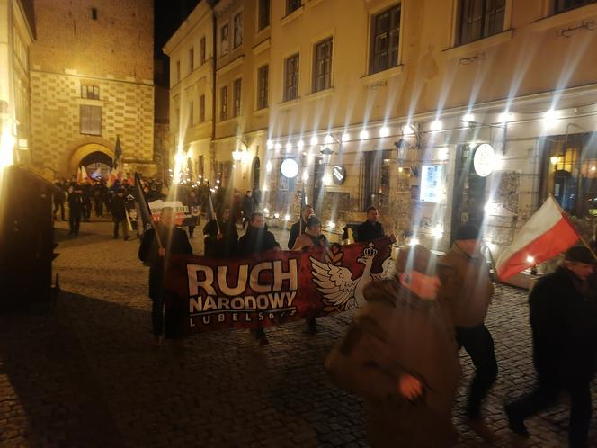 Marsz Pamięci Żołneirzy Wyklętych w Lublinie. Wcześniej odbył się laserowy pokaz