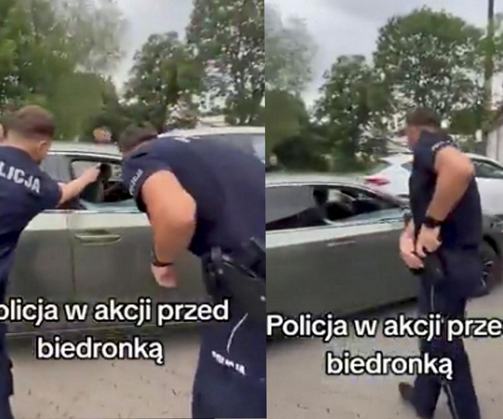 Policja w akcji przed Biedronką