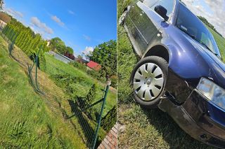 Kobieta staranowała autem ogrodzenie i porzuciła pojazd. Kolizja niedaleko Gostynia [ZDJĘCIA]