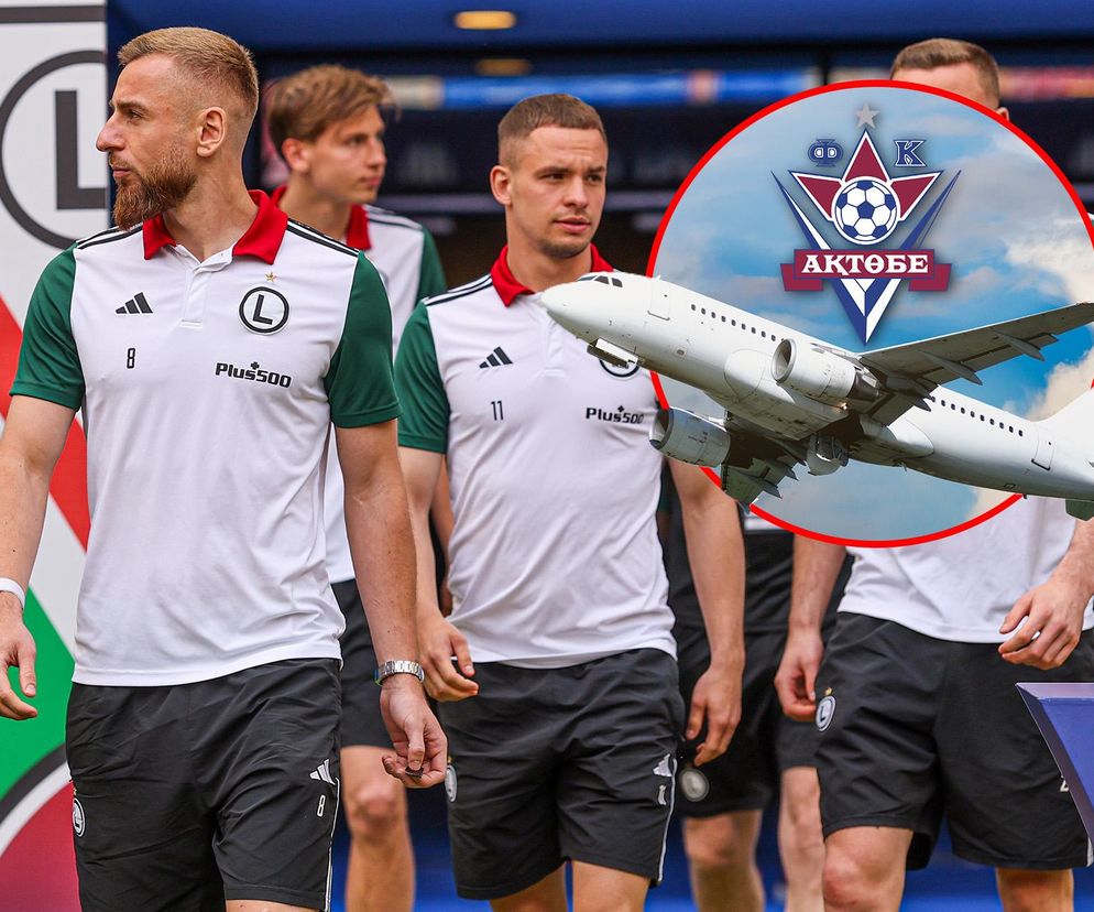 Piłkarze Legii, lecący samolot i herb FK Aktobe