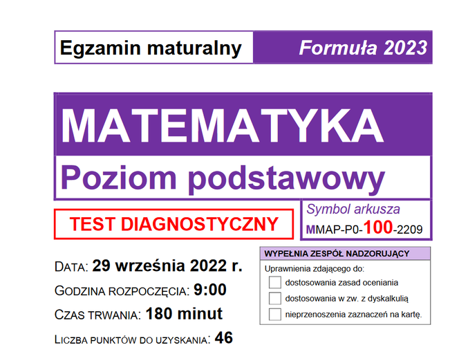 Próbna matura MATEMATYKA (test diagnostyczny)