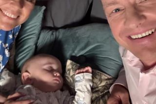 M jak miłość. Kinga (Katarzyna Cichopek), Piotrek (Marcin Mroczek), Antoś (Mark Myronenko) na planie