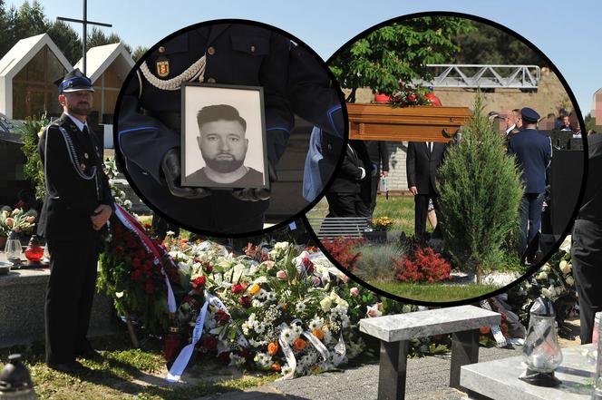 Policjant Arkadiusz zginął tragicznie.  Przez huk salwy na pogrzebie przedarł się łamiący serce szloch