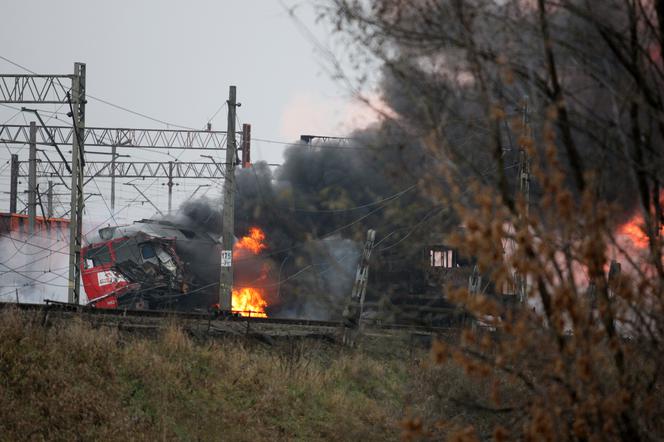 Pożar wagonów pociągów w Białymstoku 