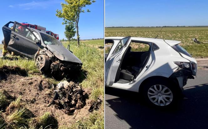 Silnik wypadł do rowu, koła oderwane