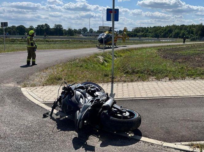 Wypadek motocyklisty i dziecka na rowerze