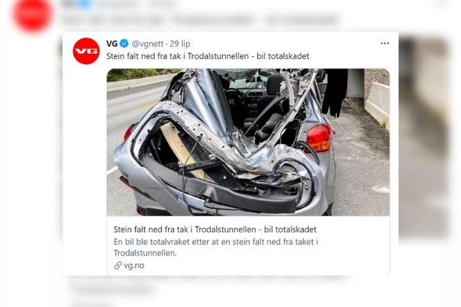 Norwegia: ważący TONĘ kamień spadł na auto Polaka. 41-letni mężczyzna cudem przeżył!
