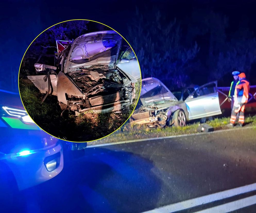 Tragiczny wypadek pod Ostrowią Mazowiecką. Audi huknęło w przepust, z auta wypadli dwaj mężczyźni