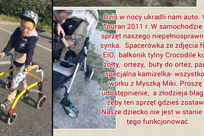 Sprzęt jest niezbędny do normalnego funkcjonowania chłopca, bowiem jak podkreśla jego mama - to właśnie ten znajdujący się w bagażniku balkonik był po prostu jego nogami.