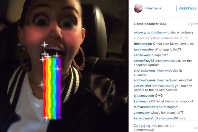 Miley Cyrus Snapchat Update tęcza
