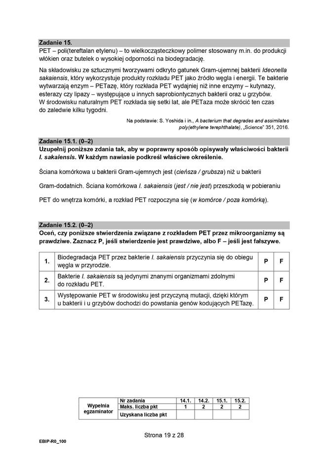 Biologia arkusze MATURA 2024 rozszerzenie FORMUŁA 2015