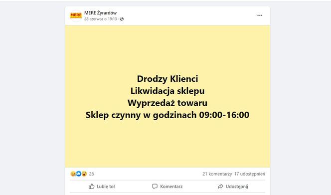 Znana sieć sklepów znika z Polski. Koniec sklepu w Żyrardowie. Dlaczego?