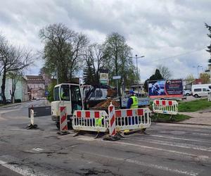 Utrudnienia na ulicy Śniadeckich w Lesznie 