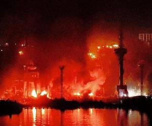 Płonący port w Sewastopolu