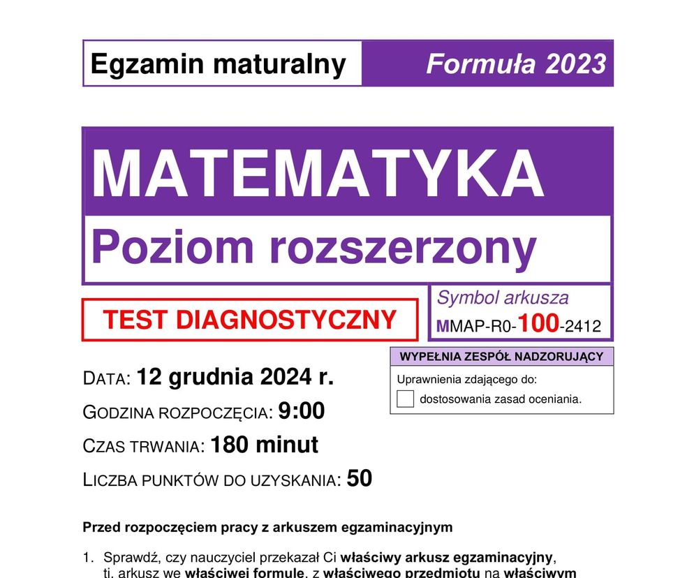 Matura próbna 2025: matematyka. Arkusze CKE i odpowiedzi. Poziom rozszerzony [Formuła 2023]