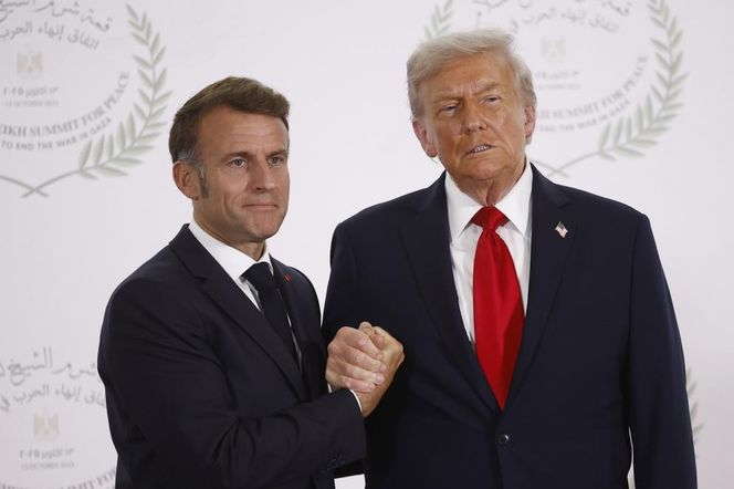 Emmanuel Macron i Donald Trump w Sharm el-Sheikh