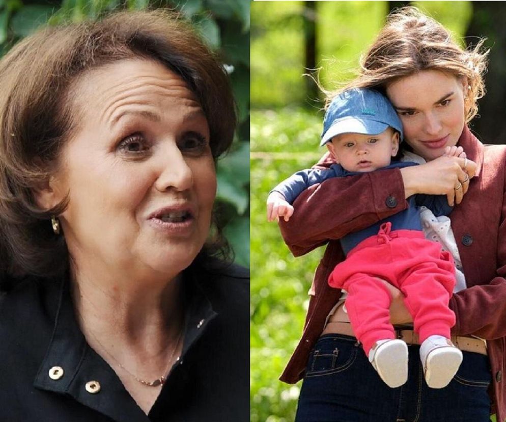 Małgorzata Pieńkowska jako Marysia Rogowska w emocjonalnej scenie obok Dominiki Kachlik jako Franki z serialu M jak miłość, trzymającej na rękach małego Antosia. Scena dotyczy obaw Franki o przyszłość syna, o czym można przeczytać na Super Seriale.