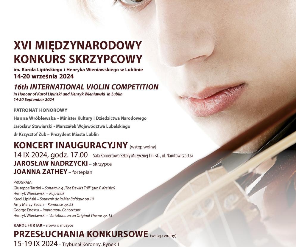 XVI Międzynarodowy Konkurs Skrzypcowy w Lublinie- plakat 