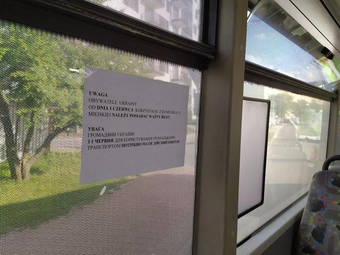 W siedleckich autobusach wiszą już powiadomienia o tym, że od 1 czerwca uchodźcy muszą kupować bilety w autobusach MPK