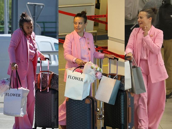 Anna Mucha z rodziną na lotnisku