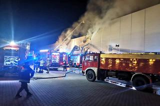 Płoną hale produkcyjne Tarczyński pod Wrocławiem. Strażacy od 7 godzin walczą z ogniem