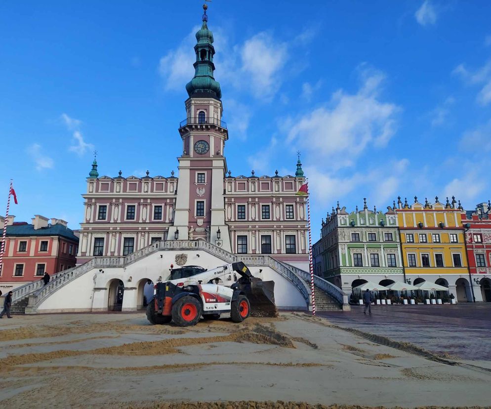 Ciężki sprzęt wjechał na zamojski rynek! 