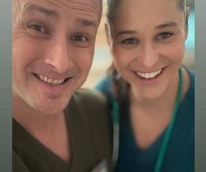 Na dobre i na złe nowy sezon. Aleks /Aleś Zagajewski (Paweł Małaszyński), Iga Kaczorowska (Anna Szymańczyk) na planie