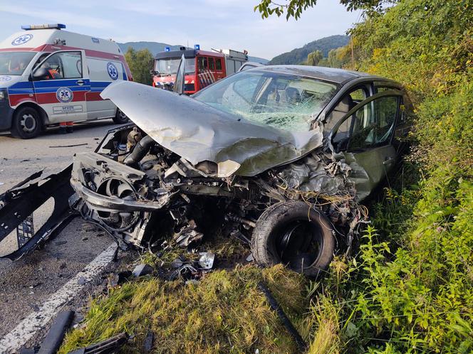 Wypadek w Tęgoborzy. Autokar zderzył się z osobówką. Dziecko trafiło do szpitala