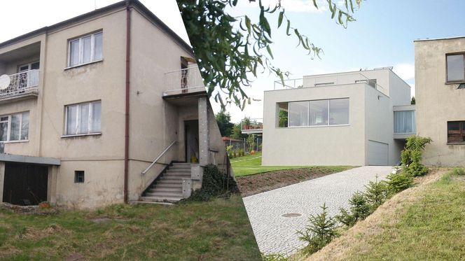 Dom kostka w Łaziskach przed i po przebudowie