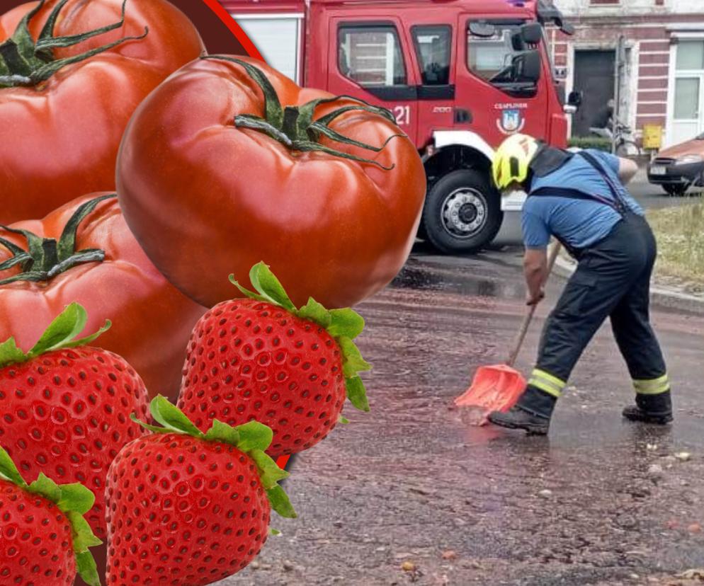 Pomidorowo-truskawkowa masakra w centrum miasta. Czerwona breja wylała się na drogę