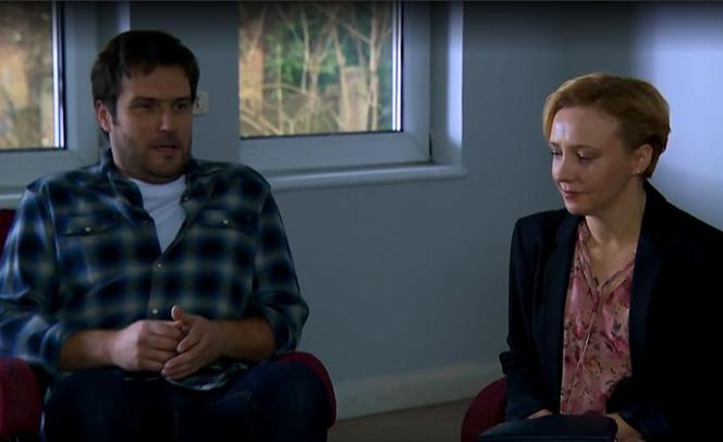 Barwy szczęścia, odc. 2245. Sabina (Barbara Kurzaj), Damian (Michał Lesień)