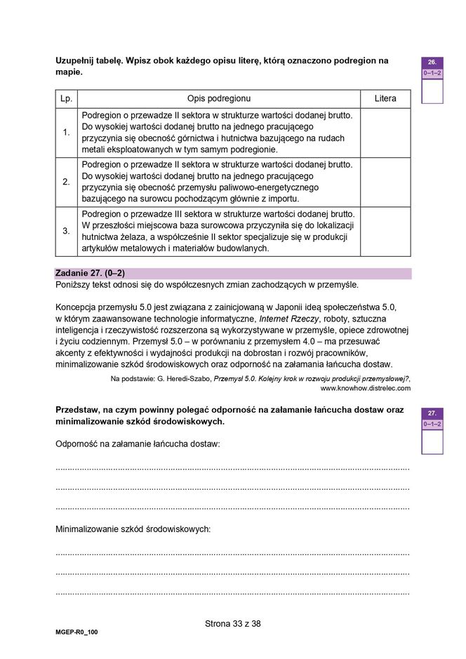 Matura próbna 2024 geografia