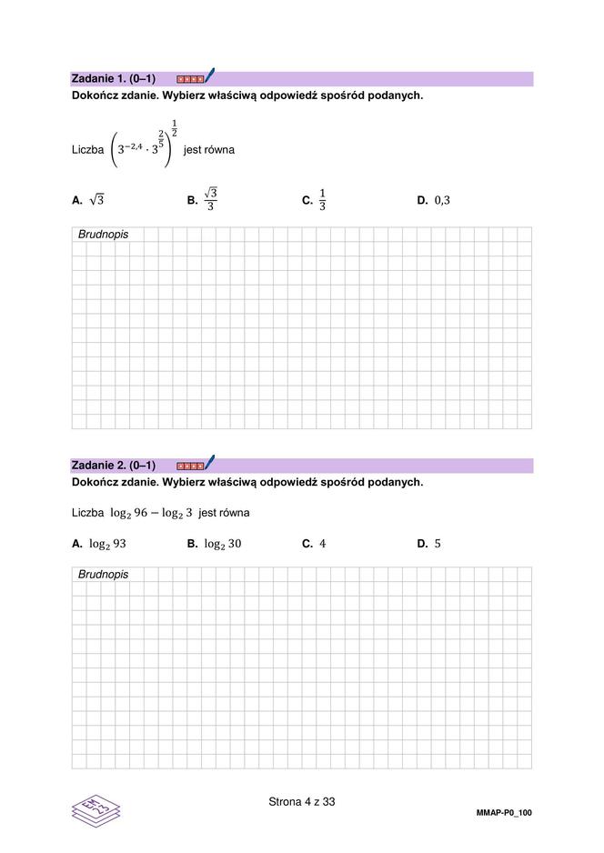 Arkusz maturalny z próbnej matematyki 2023