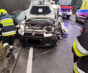 Wypadek na DK 25 pod Bydgoszczą. Cysterna wypadła z drogi i zatrzymała się na drzewie